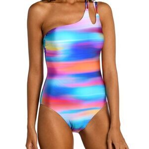 New La Blanca Sunset Shores Strappy One Shoulder One Piece Swimsuit
